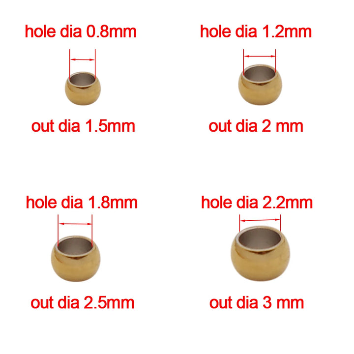 100–200pcs Stainless Steel Crimp Beads – Jewelry Spacer Ball Stoppers