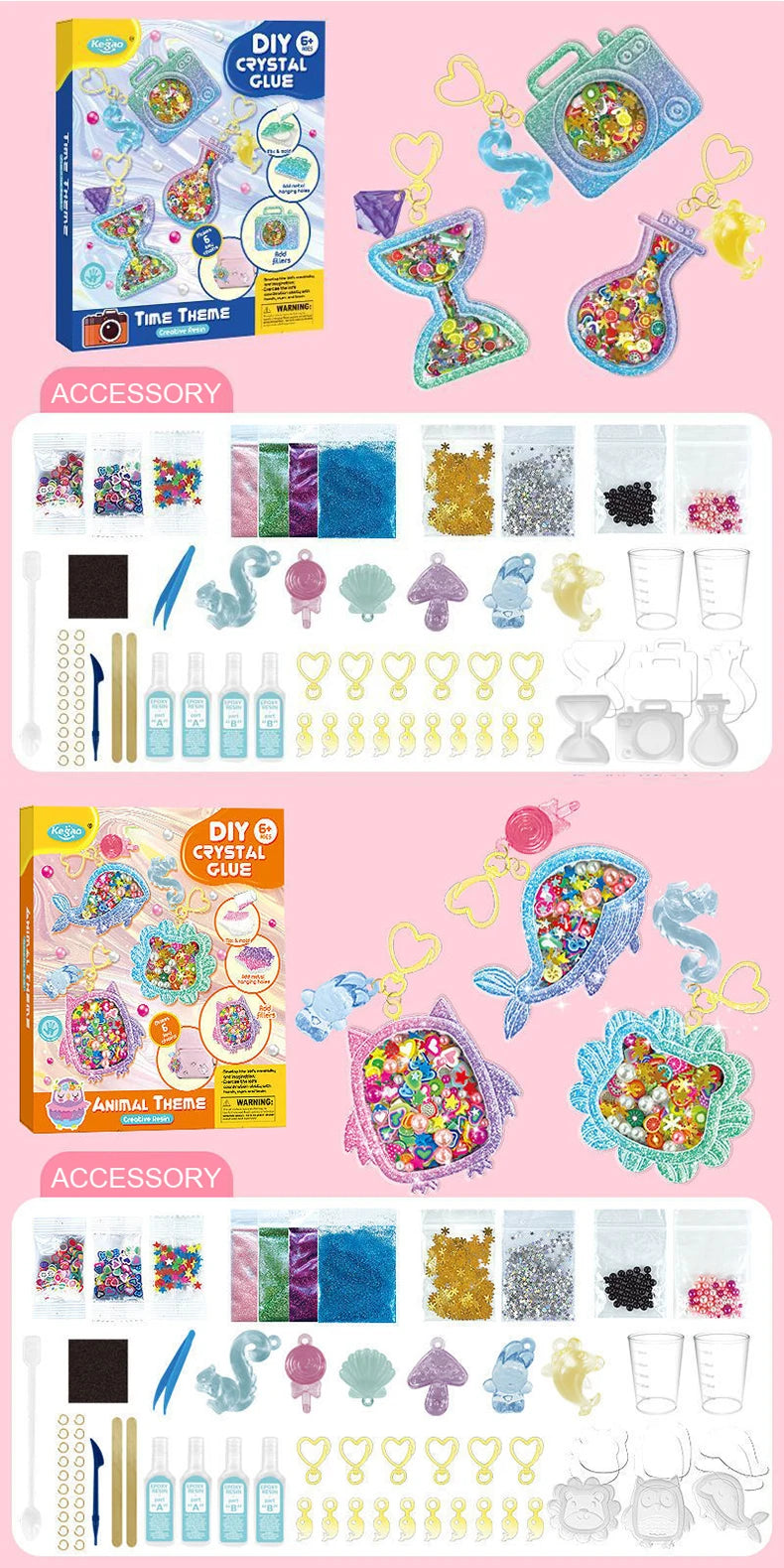 Kids Crystal Glue Keychain Craft Set | DIY Art Gift for Girls