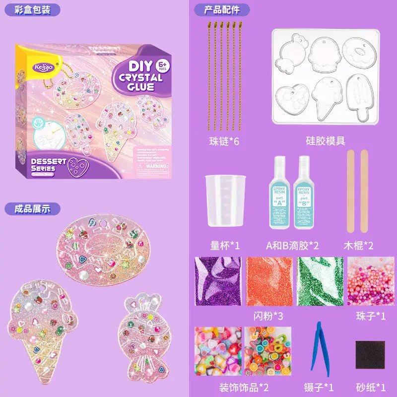 Kids Crystal Glue Keychain Craft Set | DIY Art Gift for Girls