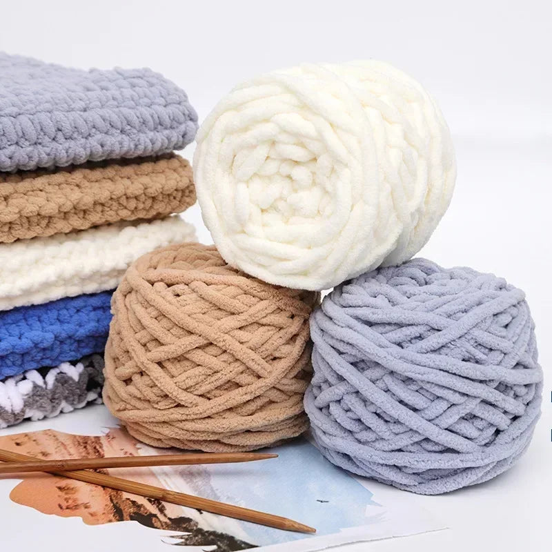 100g Chenille Knitting Yarn | Soft Thick Cotton Blend for DIY Crochet & Scarf Making