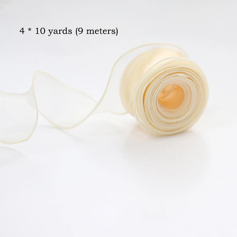 Chiffon Silk Ribbon Roll | 10 Yards Organza Satin for DIY Crafts & Gift Wrapping