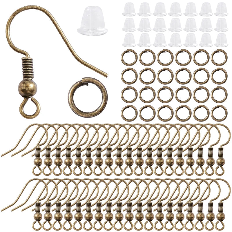 300Pcs Earring Making Kit | Hypoallergenic Hooks, Jump Rings & Rubber Backs Set