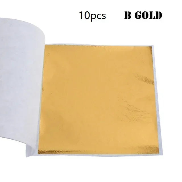 Gold Leaf Sheets Set (10 Pcs) | DIY Art, Nails, Resin & Furniture Decoration
