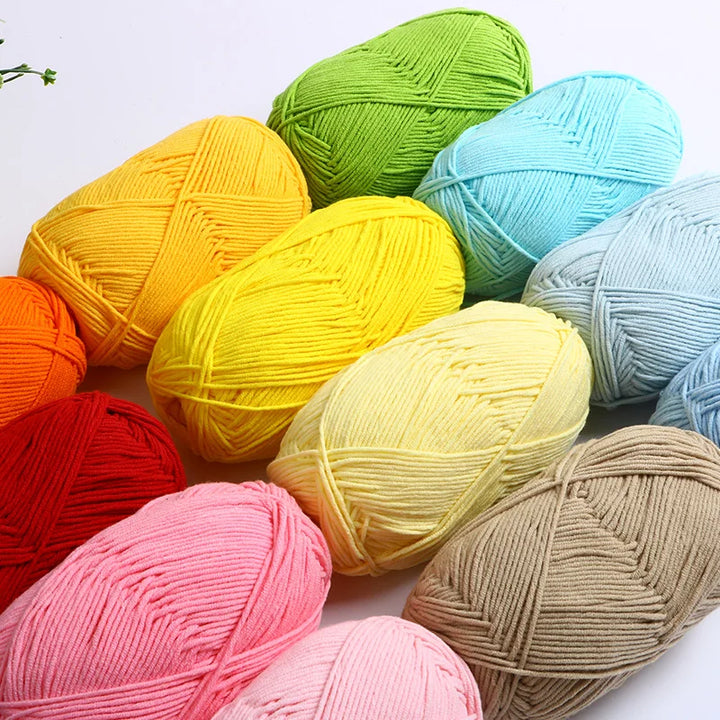 40–50g 4Ply Milk Cotton Yarn – Soft Knitting Wool for Crochet, Sweaters & Dolls