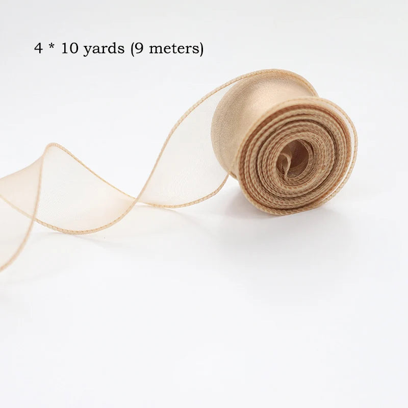Chiffon Silk Ribbon Roll | 10 Yards Organza Satin for DIY Crafts & Gift Wrapping