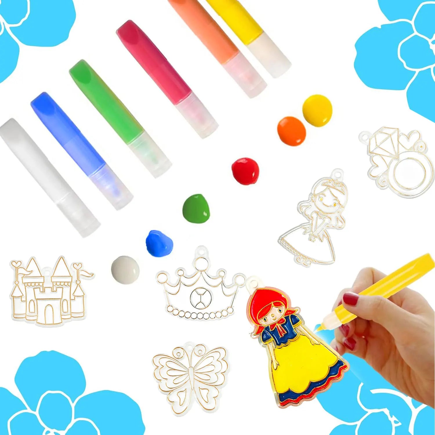 DIY Window Art Suncatcher Keychain Craft Kit – Unicorn, Princess & Astronaut