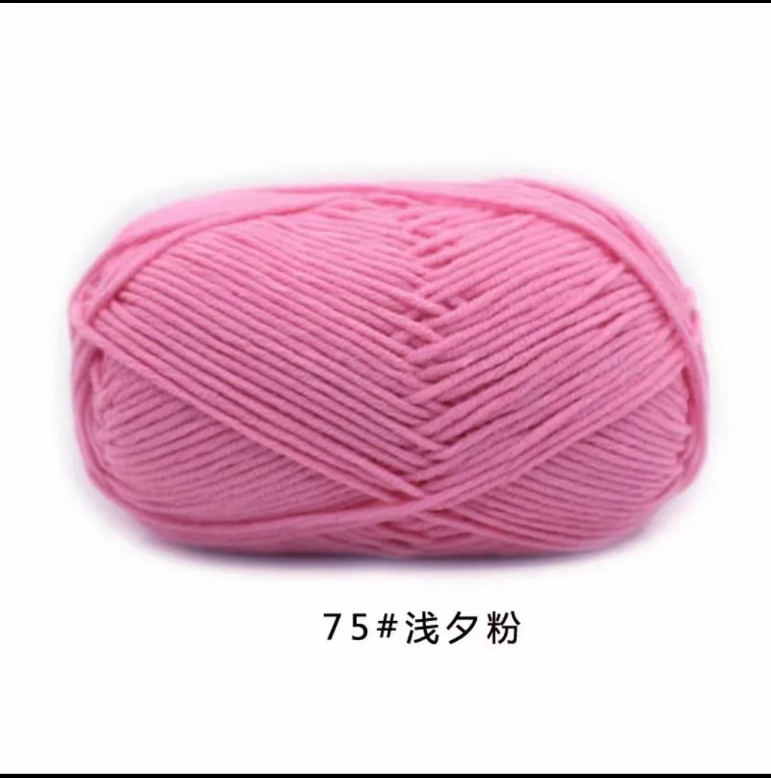 40–50g 4Ply Milk Cotton Yarn – Soft Knitting Wool for Crochet, Sweaters & Dolls