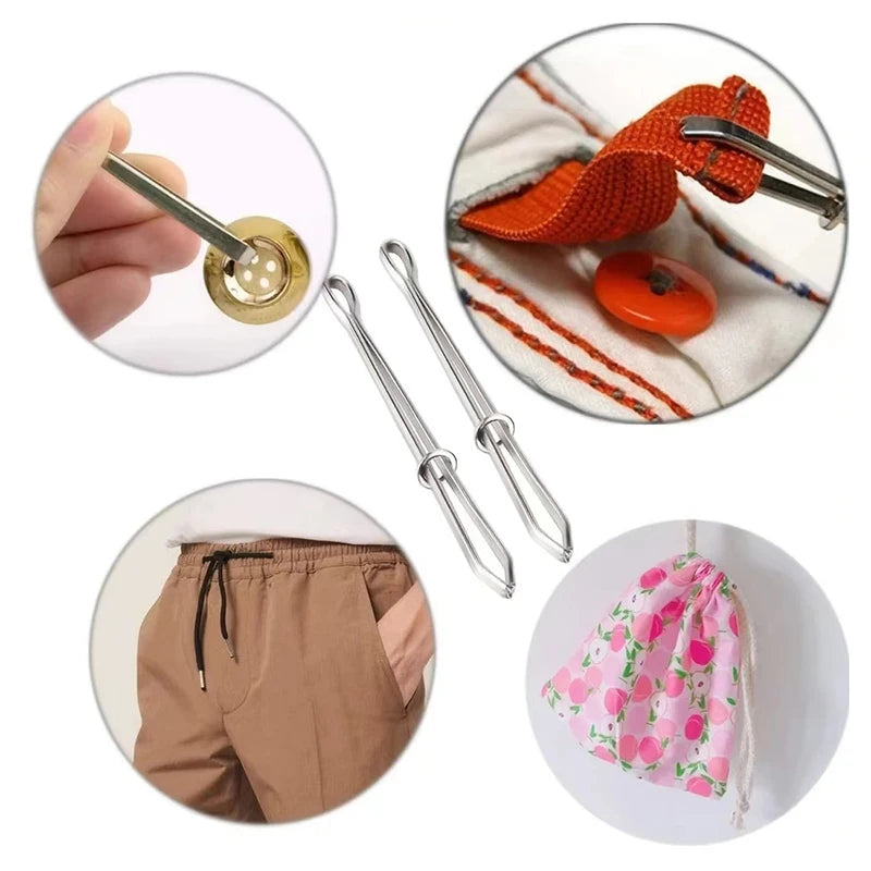 2Pcs Stainless Steel Garment Clips | Sewing & Elastic Band DIY Tool Set