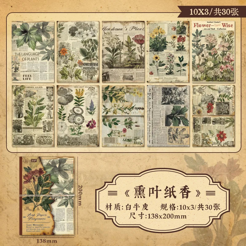30pcs Vintage INS Material Paper Set
