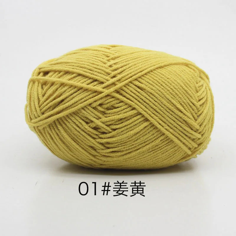 40–50g 4Ply Milk Cotton Yarn – Soft Knitting Wool for Crochet, Sweaters & Dolls