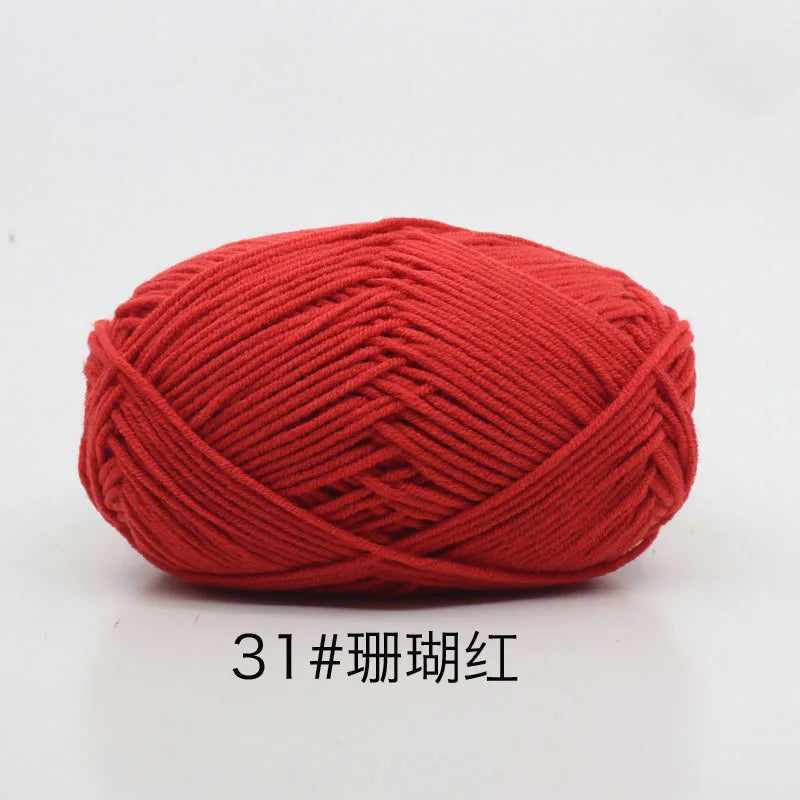 40–50g 4Ply Milk Cotton Yarn – Soft Knitting Wool for Crochet, Sweaters & Dolls