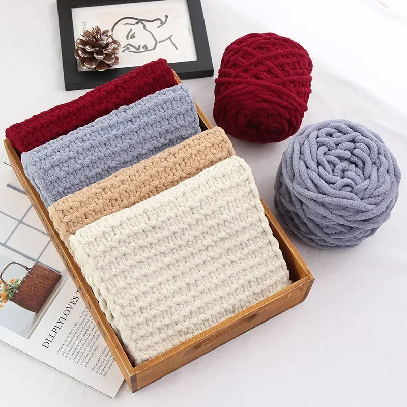 100g Chenille Knitting Yarn | Soft Thick Cotton Blend for DIY Crochet & Scarf Making