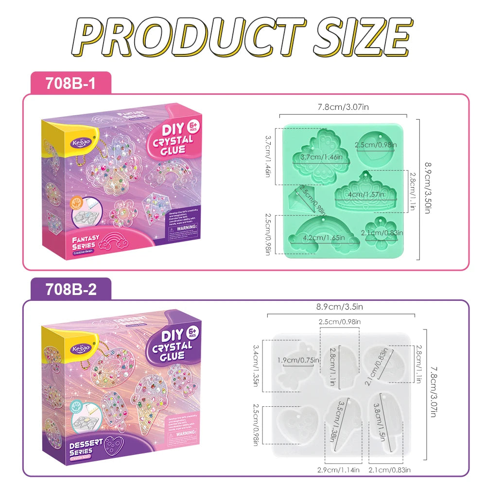 Kids Crystal Glue Keychain Craft Set | DIY Art Gift for Girls