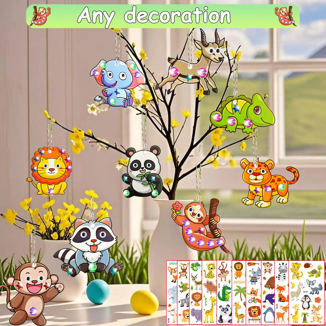 296Pcs Animal Wooden Coloring Craft Set